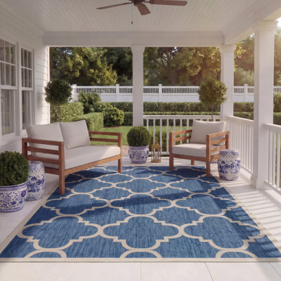 Tapis d'intérieur / extérieur à motif géométrique Ariaya Performance