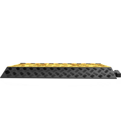 Protège-câbles en caoutchouc 37 x 20 x 3 en paquet de 3 rampes de protection de cordon noir / jaune avec capacité de 6 600 lb et couvercle rabattable