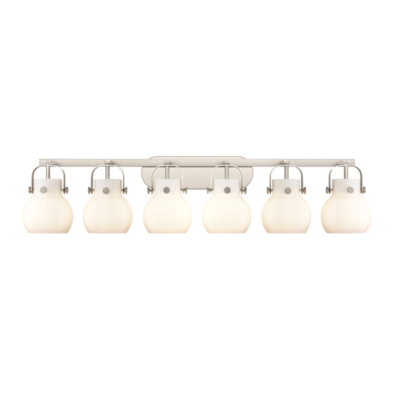 Skerry 6 - Light Dimmable Vanity Light, White, Satin Nickel