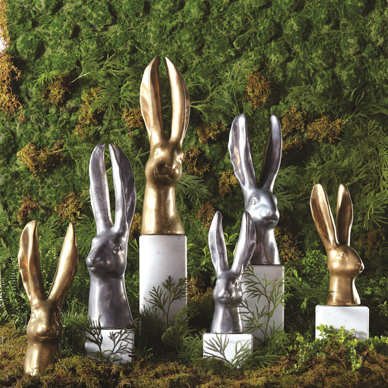 Lapin - or mat réactif, Or mat, H 19,5 po x l 7,5 po x P 5,75 po