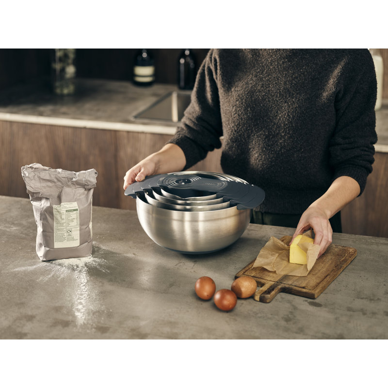 Nest Stainless Steel 9-Piece Food Preparation Set with Nesting Mixing Bowls and Measuring Cups