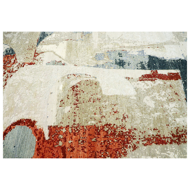 Hand Woven Silk and Wool Area Rug, Rectangle 9' x 12'
