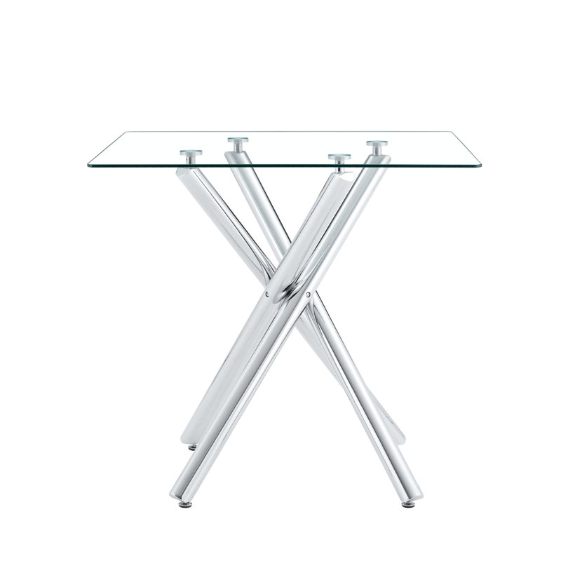 Table de bar polyvalente avec pieds en métal galvanisé et verre trempé arrondi pour le salon, la salle à manger. Airy Visual, - Scratch, îlot de cuisine épaissi au look élégant, pièce. Patins antidérapants, longs