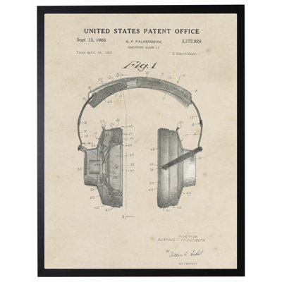 Headphones Patent in Black Frame