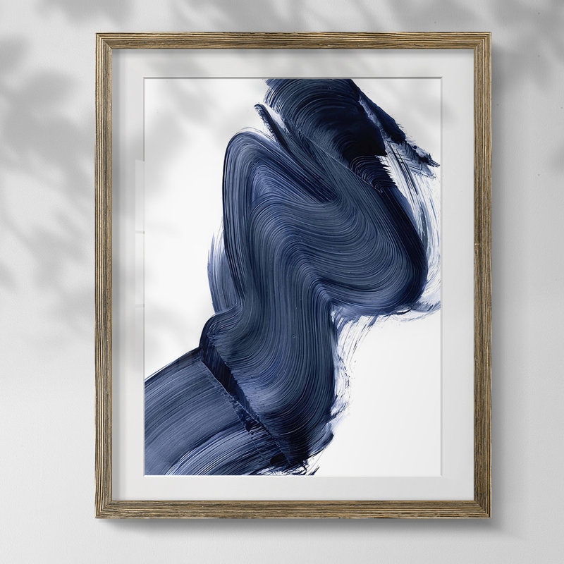 «Drifting Sea II», reproduction encadrée, Blanc, Papier avec cadre noyer