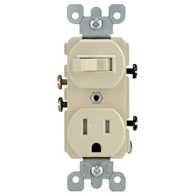 Leviton 15 Amp 125 Volt Ivory Combination Switch/Outlet 5-15R 1 Pack