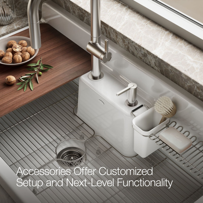 Farmstead® 45" L x 25" W Undermount Kitchen Sink, White, 2 Hole
