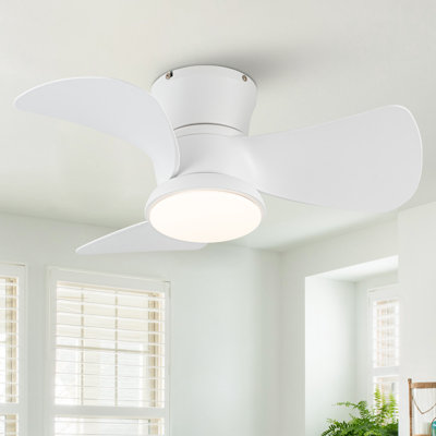 31" Modern 3-Blade Flush Mount Ceiling Fan with Light and Remote Control