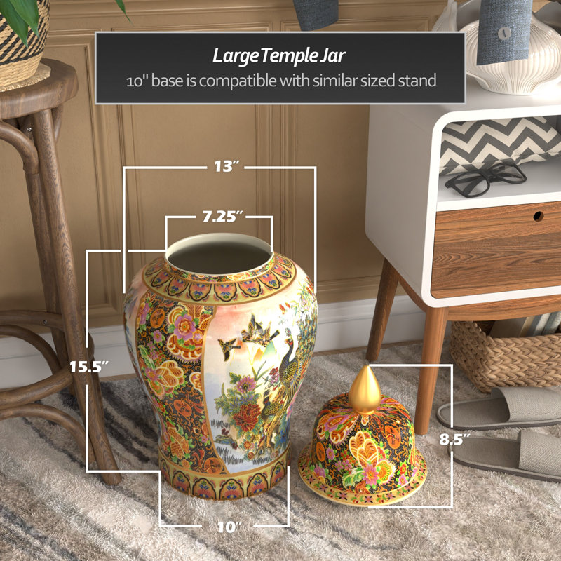 Timeless Chinese Temple Jar, Satsuma, 24"