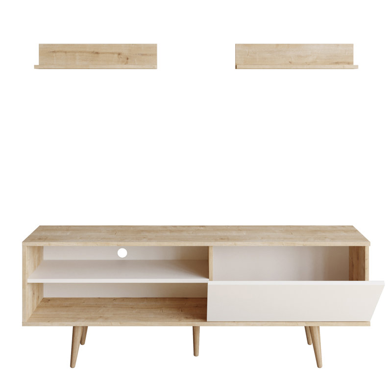 Beaudreult TV Stand for TVs up to 70", Sapphire Oak/White