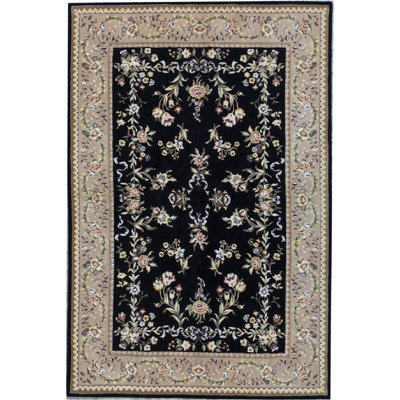 Hand-Knotted High-Quality Wine and Black Area Rug