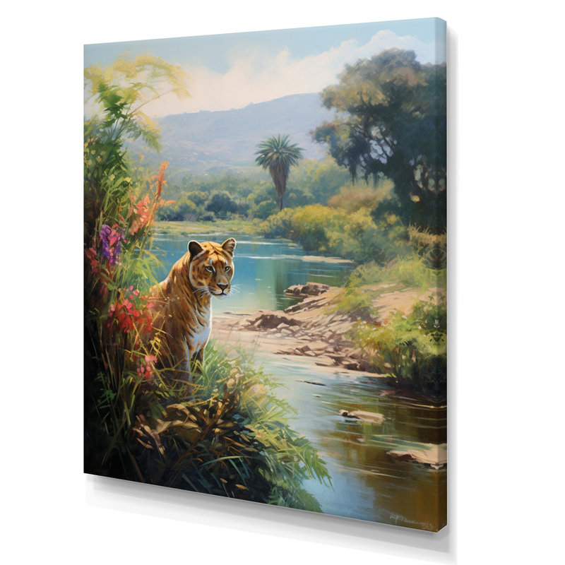 Green Panther Impressionist Retreat sur toile, H 32 po x l 24 po x P 1 po, Toile tendue
