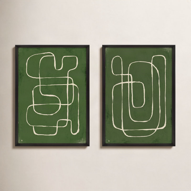 Line Works Painting by StudioM, Black Framed Paper, 25" H x 35" W x 1.25" D