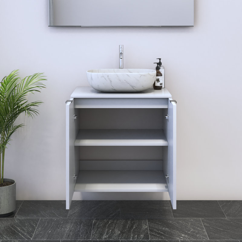 Lissia 23.6'' Single Bathroom Vanity with Top, White, White