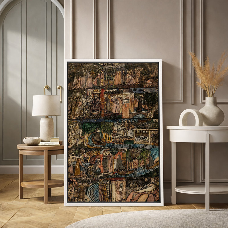 Ancienne scène de récit médiéval, impression sur toile, impression sur toile encadrée, H 36 po x l 24 po