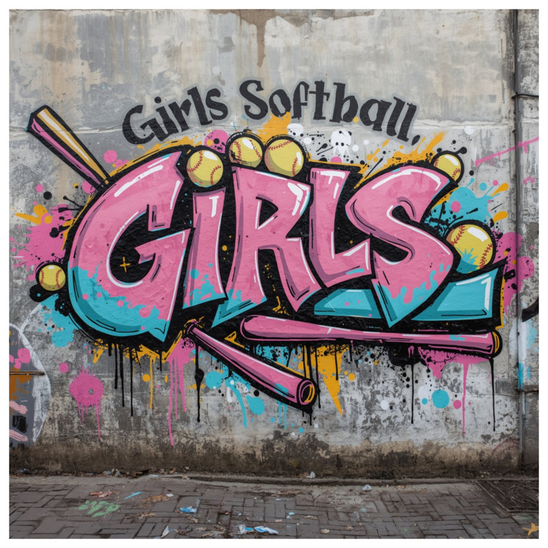 Rideaux de douche filles Softball, 70in W x 93in H