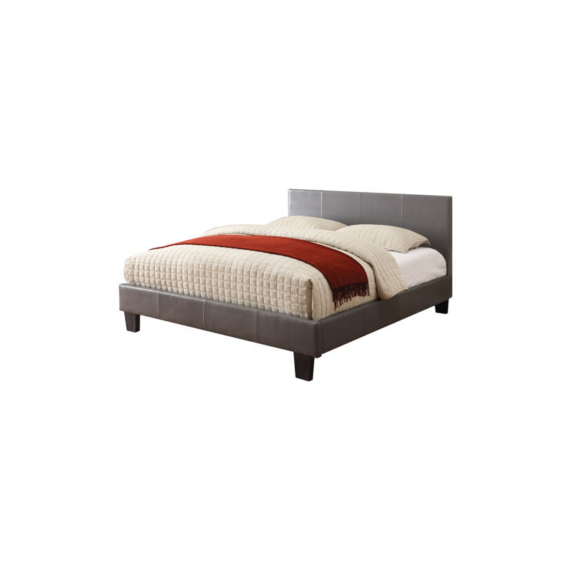 Keilianys Upholstered Low Profile Platform Bed, Gray, King