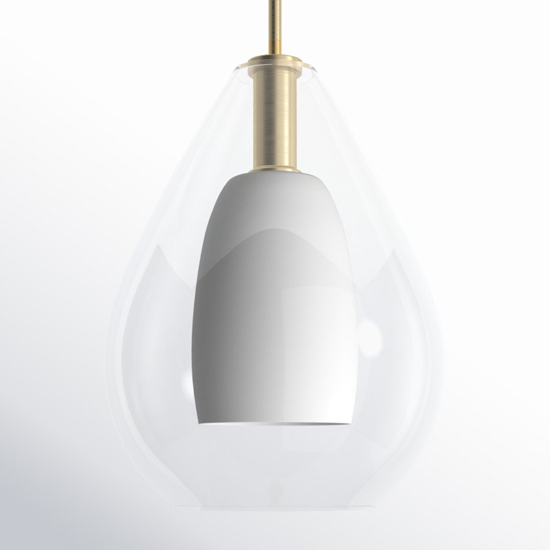 Luminaire suspendu en forme de larme à 1 lumière Eldine, Or brossé, H 20,75 po x l 15 po x P 15 po