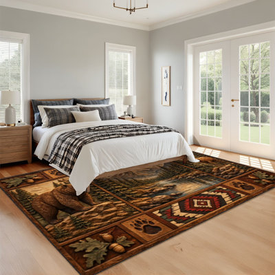 Tapis lavable 9x12, motif rustique rustique, à poils courts, avec envers antidérapant en TPE, doux et moelleux, idéal pour le salon, la chambre à coucher, la salle à manger et le bureau.