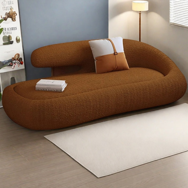 Chaise en molleton granulé clair de luxe léger, Orange, Orienté à droite