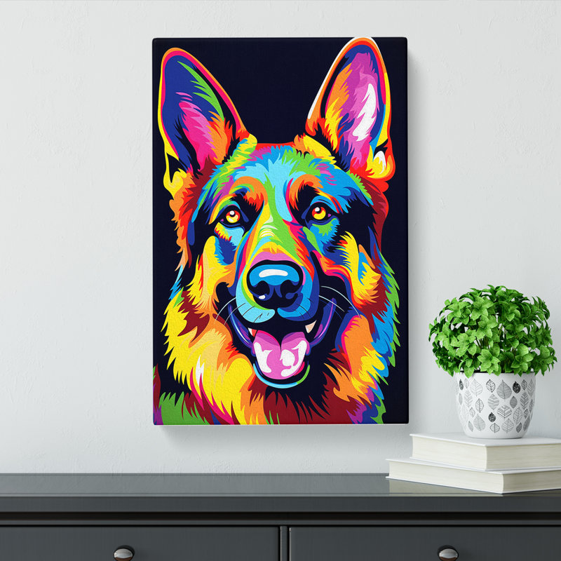 German Shepherd Pop - Wrapped Canvas, 76cm H x 50cm W x 3cm D