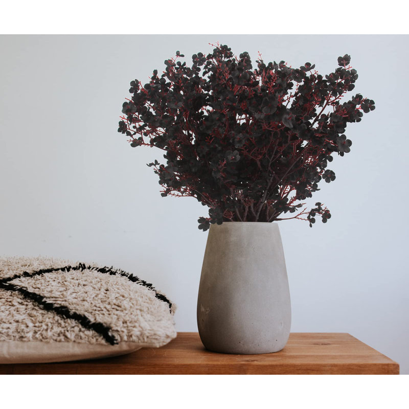 10 pièces de fleurs artificielles noires en soie artificielle Babys Breath pour Halloween, Noir