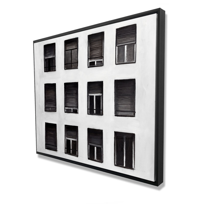 Windows - Gray Building Framed Canvas | Home Decor Art