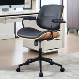 Upholstered Swivel  Office Chair with Adjustable Back