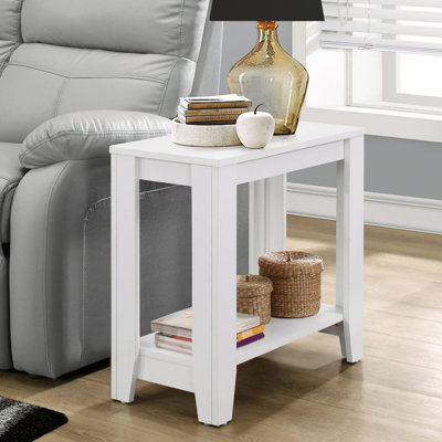 Table d'appoint, côté, bout, table de chevet, lampe, salon, chambre à coucher, stratifié blanc, transitionnel