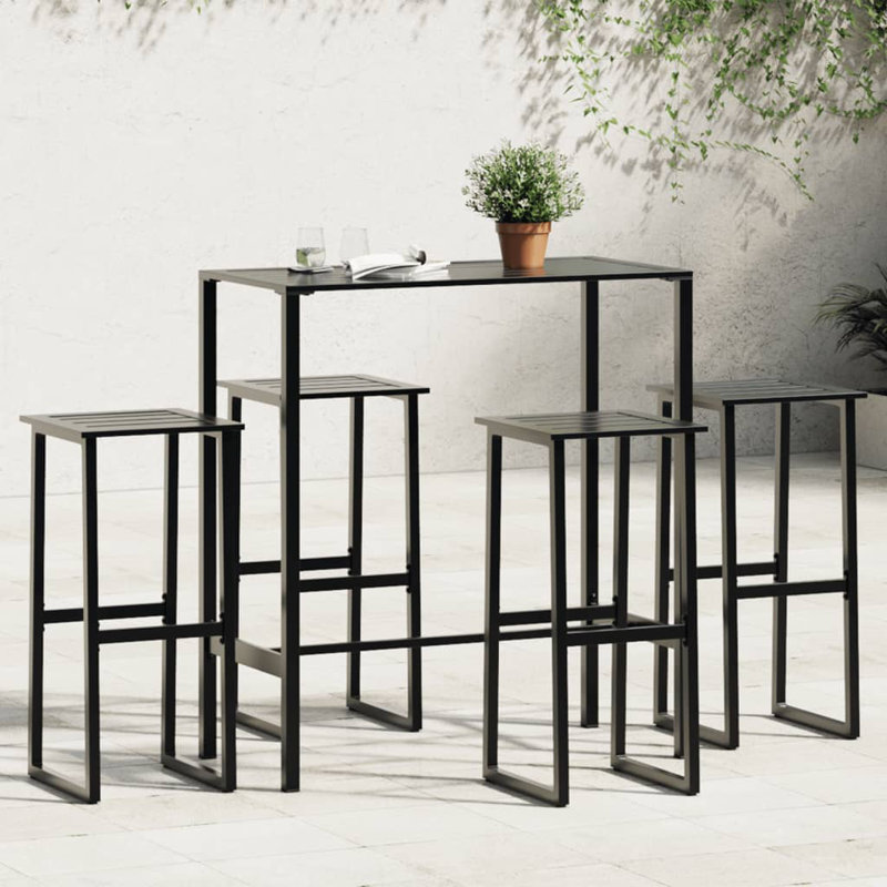 Alexxandra 4 - Person Metal Patio Dining Set with Rectangular Table