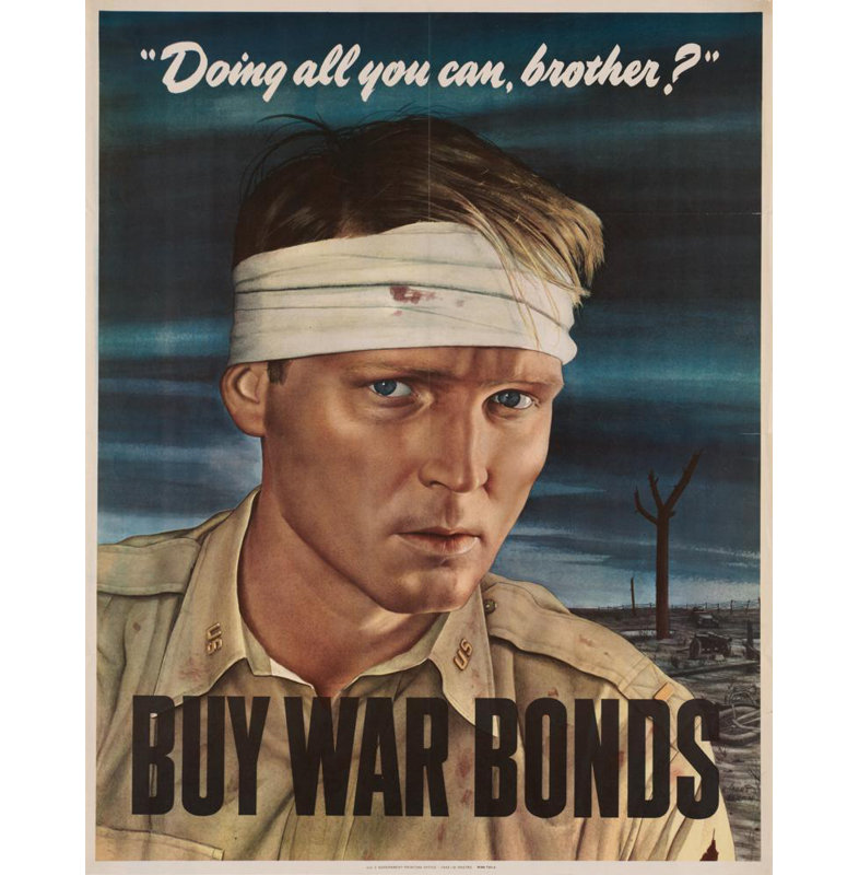 «Doing All You Can, Brother, Buy War Bonds» par Robert Smullyan Sloan - Art mural sur toile tendue avec châssis