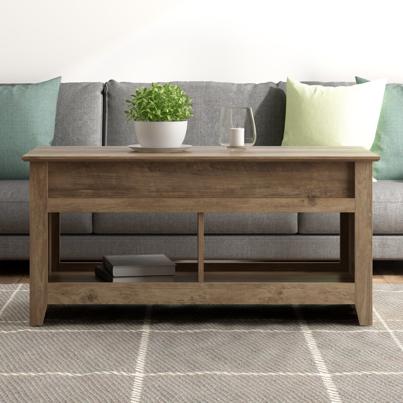 Table basse à plateau relevable Bianka, Chêne noueux