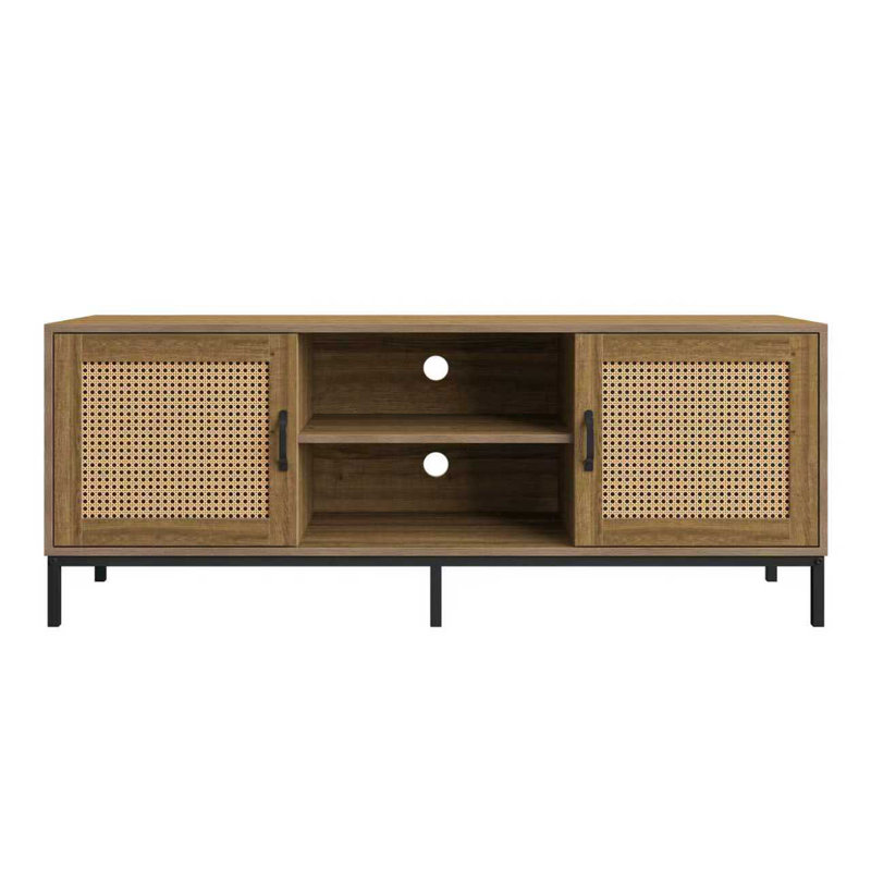  Meuble télé 56 po pour téléviseur de 60 po ou moins Boho - Fabrication en contreplaqué durable - Finition en bois résistante aux égratignures