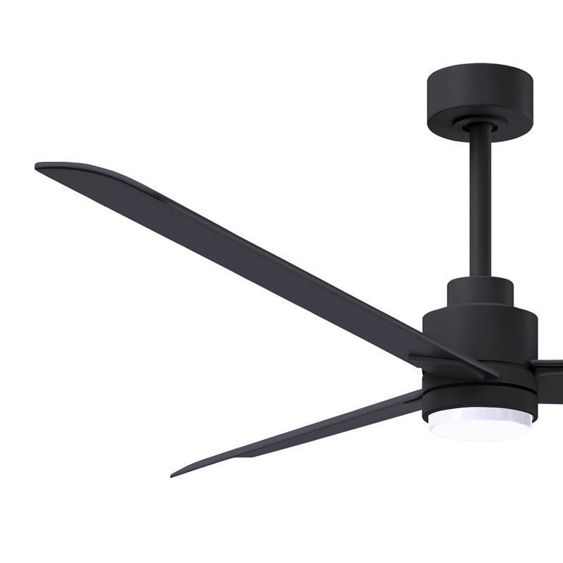 Alessandra - Three Blade Transitional Ceiling Fan -LED, Matte Black, Matte Black, 56"