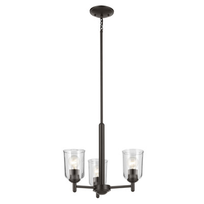 Mini-lustre 3 lumières 15,25 "avec verre transparent