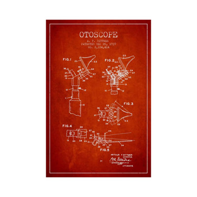Otoscope 4 Red Patent Blueprint by Aged Pixel - Gallery-Wrapped Canvas Giclée on Canvas