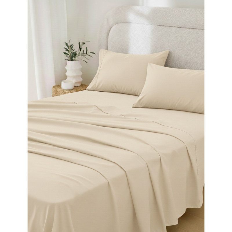 Rug Branch California Cotton Club 4 PC Queen Sheet Set – 600 Thread Count, 100% Long-Staple Cotton, Fits Thick Mattresses, Soft Sateen Weave, Breathable, Durable, Machine Washable – Ivory