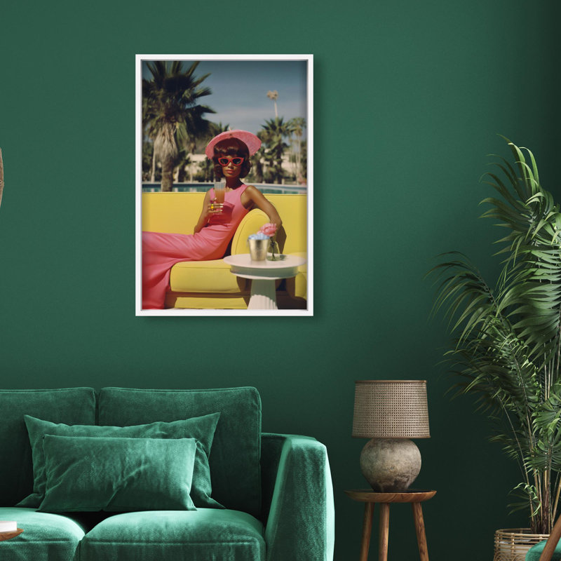 Oliver Gal Stylish Palm Springs Lady III Fashion - Luxury Shadowbox Framed Wall Art, 25.5" H x 17.5" W, White