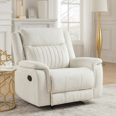 Fauteuil inclinable manuel Nez, bords contrastés, microfibre polie beige