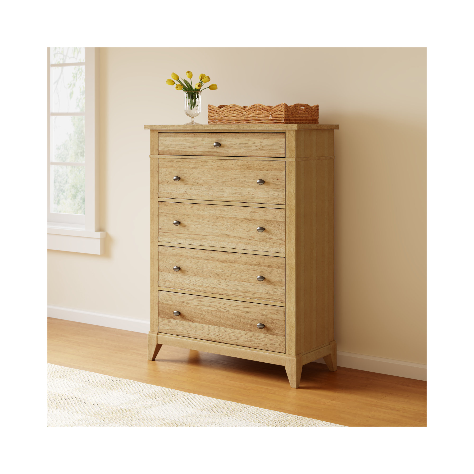 Mya 5 Drawer Dresser, Natural