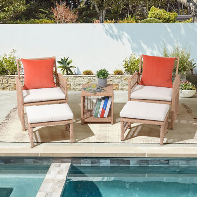 Anthippi Wicker 2-Person Outdoor Seating Group with Cushions
