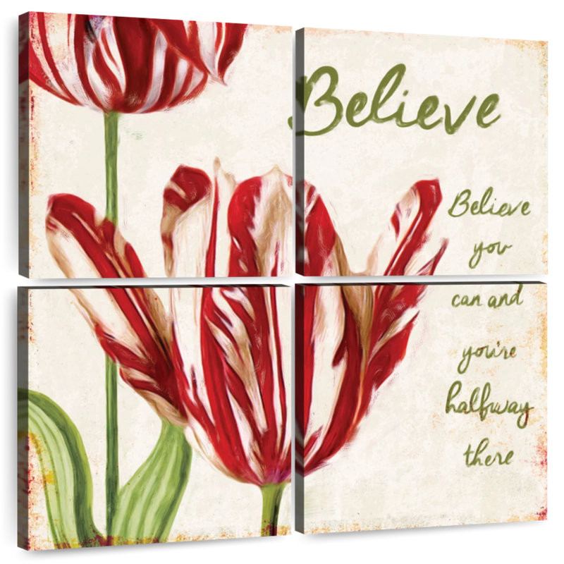 Harnek Floral Believe You Can, H 32 po x l 32 po