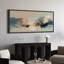 Doux nuages abstraits dans des tons de rosé et bleus neutres - grand art mural sur toile encadrée-1503634224-1503634238