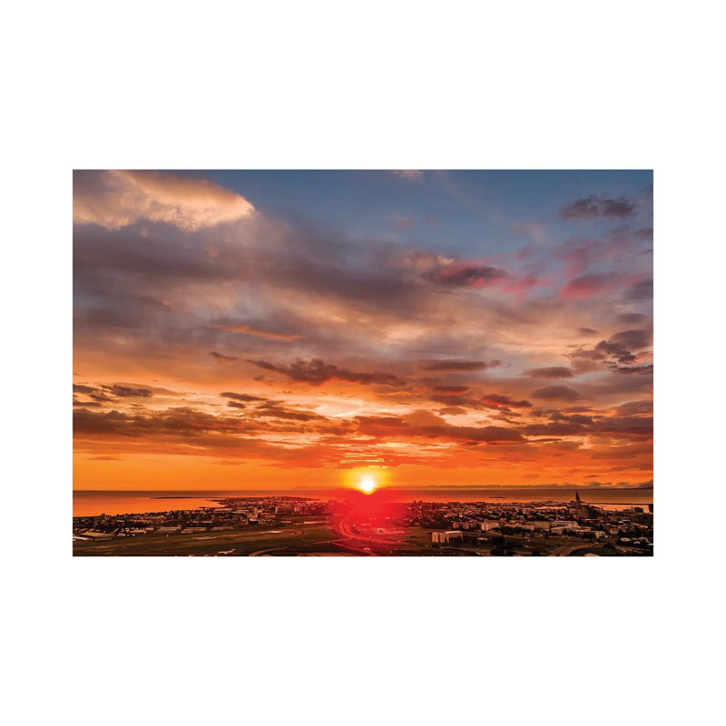 Sunset, Reykjavik, Iceland - Wrapped Canvas Print, 101.6 cm H x 66.04 cm W x 1.91 cm D