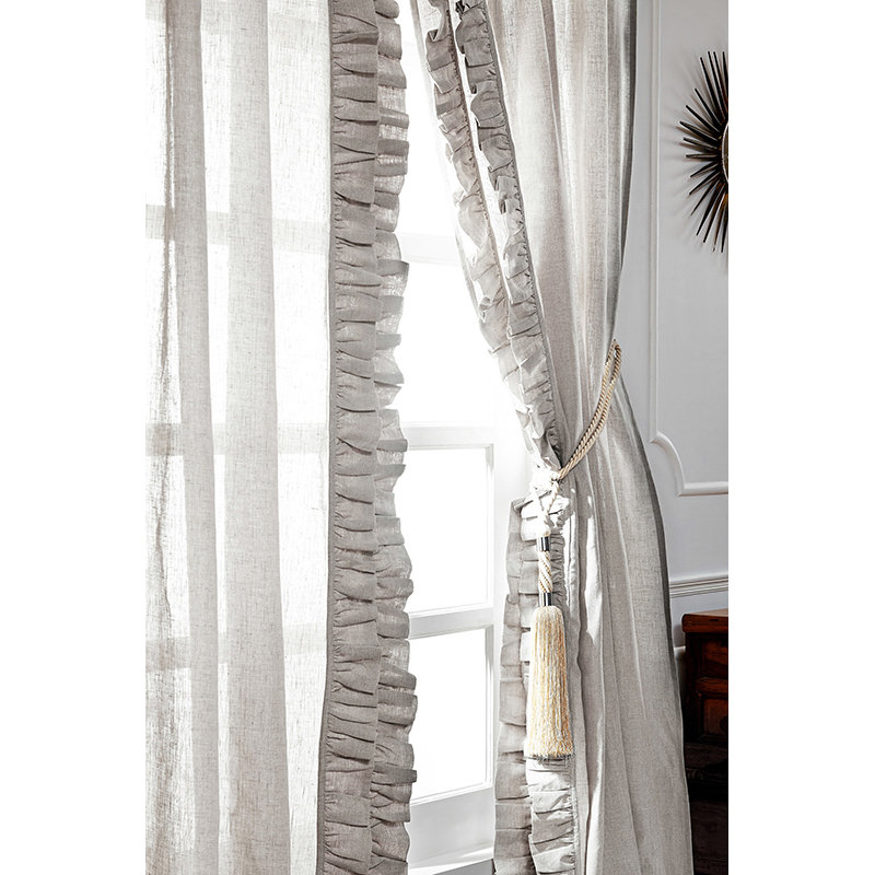 Banji Cotton Blend Semi Sheer Curtain Pair, Silver