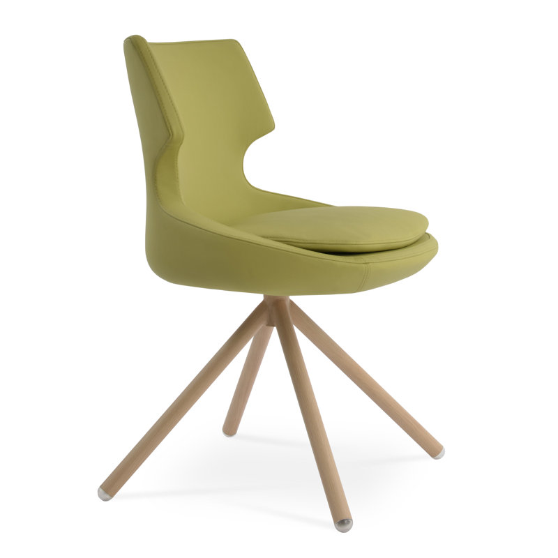 Chaise d'appoint Patara, Cuirette blanche, Naturel, Cuirette