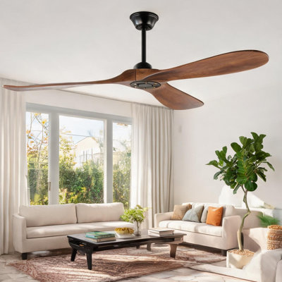 Ventilateur de plafond noir et noyer foncé 60 po avec télécommande, flux d'air saisonnier et moteur à courant continu