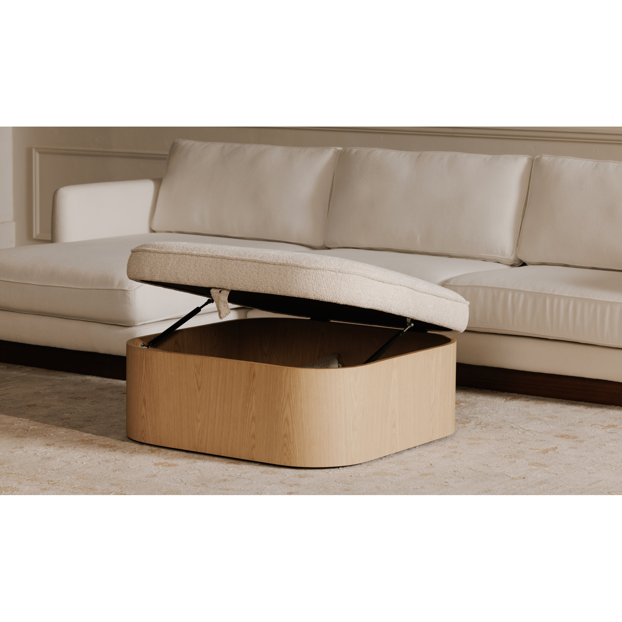 Miller Storage Ottoman, Ash