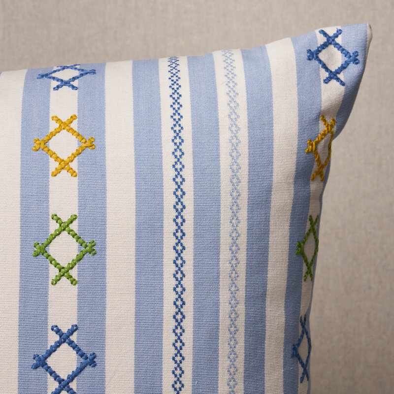 Rhodes Stripe Pillow, 22" x 22", Sky