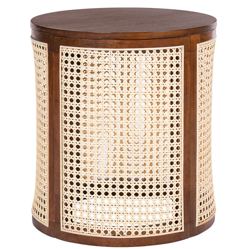 Plateau de table rond en bois de 15,7 pouces, décor chic pour la maison, tissé, dissipation de la chaleur, brun foncé, table de bout durable, aspect naturel unique, polyvalent pour un assemblage côtier facile